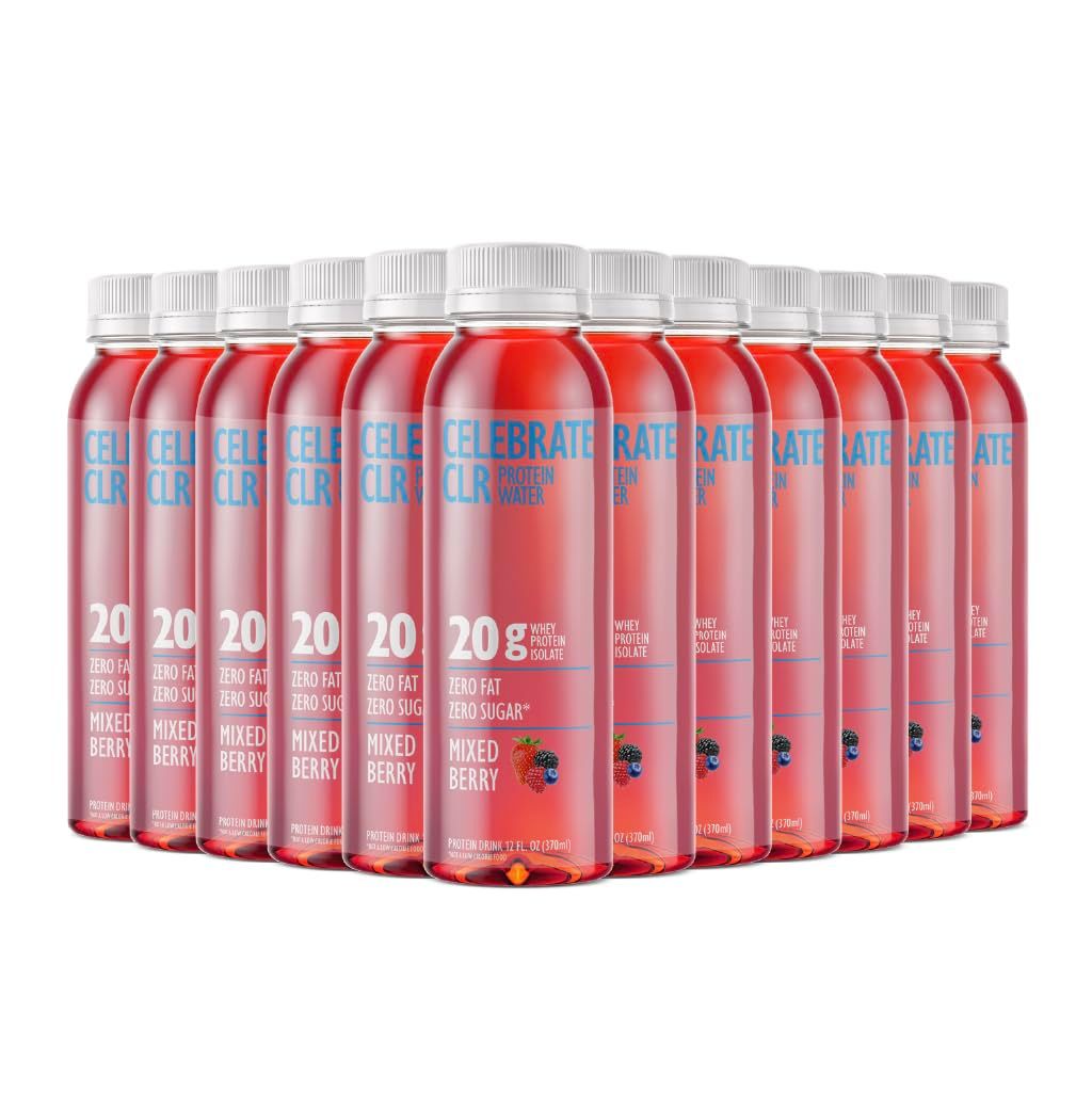 Celebrate Vitamins Celebrate CLR Whey Isolate Protein Water, Mixed Berry - 20g Protein, Ready to Drink - Gluten Free and Sugar Free - For Post Bariatric Surgery Patients, 12 Pack