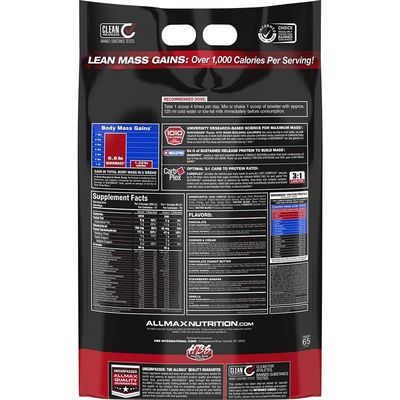 ALLMAX QUICKMASS, Cookies & Cream - 10 lb - Rapid Mass Gain Catalyst - Up to 64 Grams of Protein Per Serving - 3:1 Carb to Protein Ratio - Zero Trans Fat - Up to 70 Servings