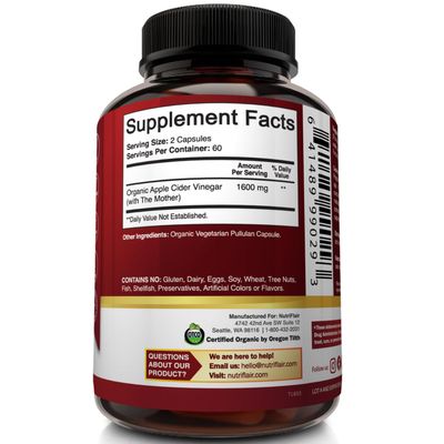 Apple Cider Vinegar Capsules with The Mother - 120 Vegan ACV Pills - Best Supplement for Healthy Weight Loss, Diet, Keto, Digestion, Detox, Immune - Powerful Cleanser & Appetite Suppressant Non-GMO