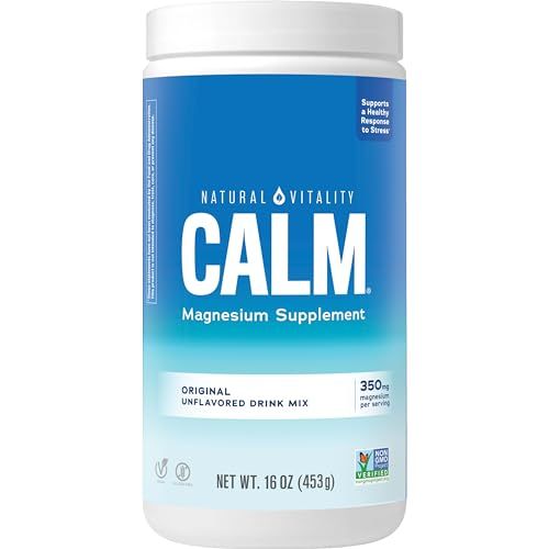 Natural Vitality Calm, Magnesium Citrate Supplement, Anti-Stress Drink Mix Powder, Gluten Free, Vegan, &amp; Non-GMO, Original Unflavored, 16 oz