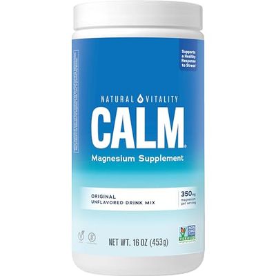 Natural Vitality Calm, Magnesium Citrate Supplement, Anti-Stress Drink Mix Powder, Gluten Free, Vegan, &amp; Non-GMO, Original Unflavored, 16 oz