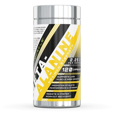 Amazing Muscle Beta Alanine Amino Acid | 2250mg Per Serving | Ideal Pre &amp; Post Workout Supplement | Unflavored | 120 Capsules
