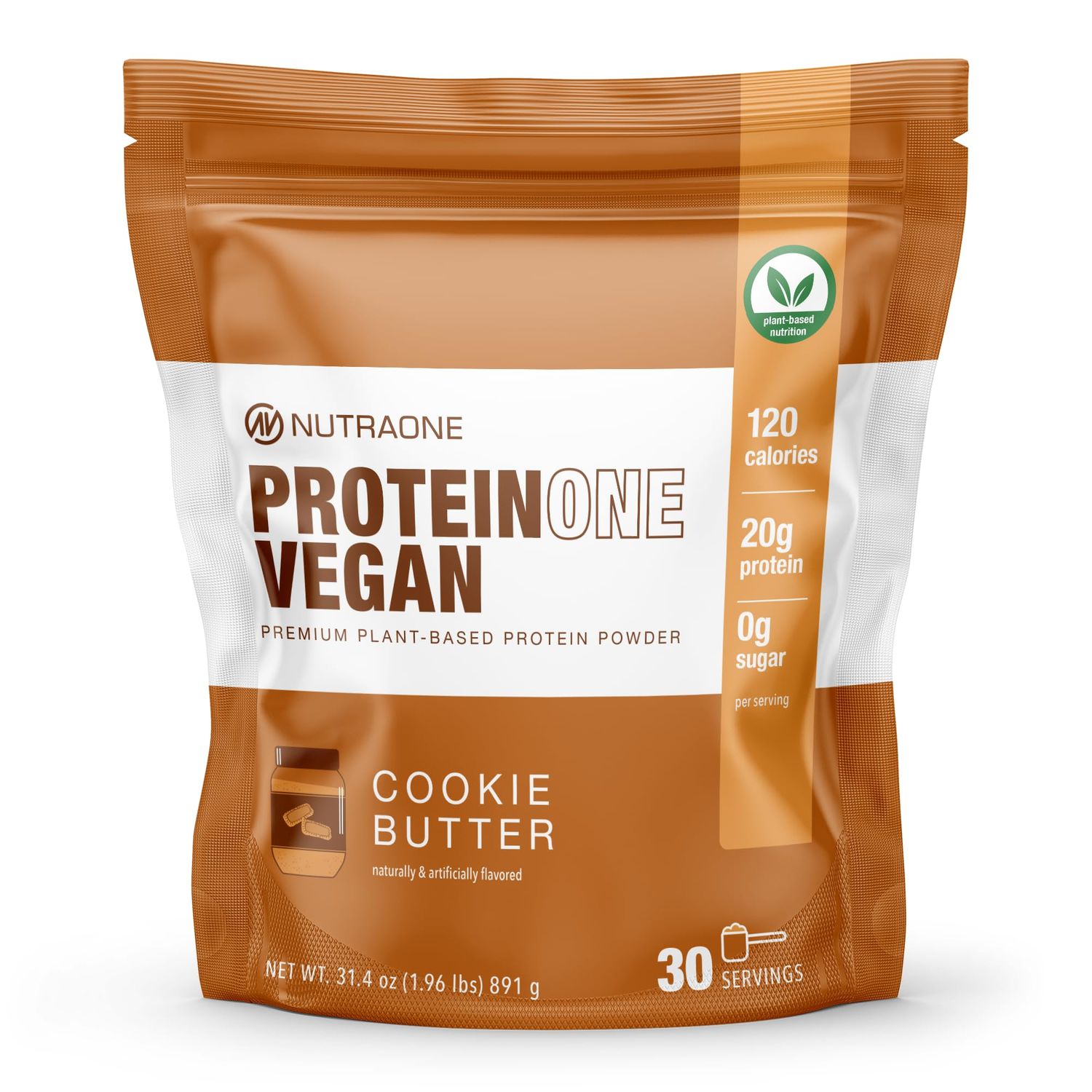 NutraOne ProteinOne Vegan Plant-Based Protein Powder Vegan Protein Powder, Dairy-Free, Pea and Rice Protein Powder (Cookie Butter)