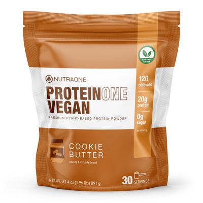 NutraOne ProteinOne Vegan Plant-Based Protein Powder Vegan Protein Powder, Dairy-Free, Pea and Rice Protein Powder (Cookie Butter)