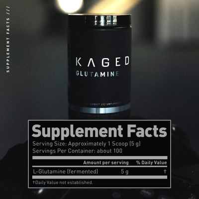 Kaged Muscle, L-Glutamine Powder 500 Gram, Vegan, Support Muscle Recovery, Post Workout, Glutamine, Banned-Substance Free, Unflavored, 100 Servings