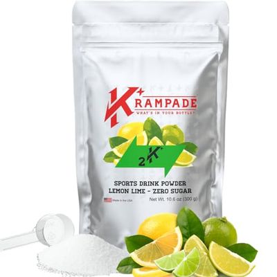 Krampade Electrolytes Powder Potassium Supplement - 2000 mg K+, &gt;2X More Than Coconut Water | Cramp Relief and Prevention | Hydration Powder