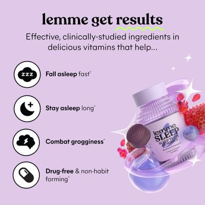 Lemme Sleep Gummies with 5mg Melatonin, Elderberry, Magnesium, L-Theanine, Chamomile and Lavender, Drug-Free Nighttime Sleep Aid, Vegan, Gluten Free, Gelatin Free, Non GMO, Berry Flavored (60 Count)
