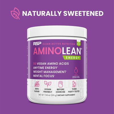 RSP AminoLean - All-in-One Natural Pre Workout, Amino Energy, Weight Management - Vegan BCAAs, Preworkout for Men &amp; Women, Acai, 25 Serv