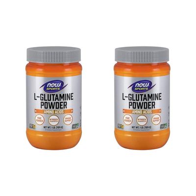NOW Foods L-Glutamine Pure Powder, 16 Ounce (Pack of 2)