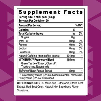Youngevity Official Trim Stiks - Kiwi-Strawberry - Support Energy & Focus with Mood Boost - Bioperine & Theobromine Energy Powder - Appetite Support (30 Sticks)