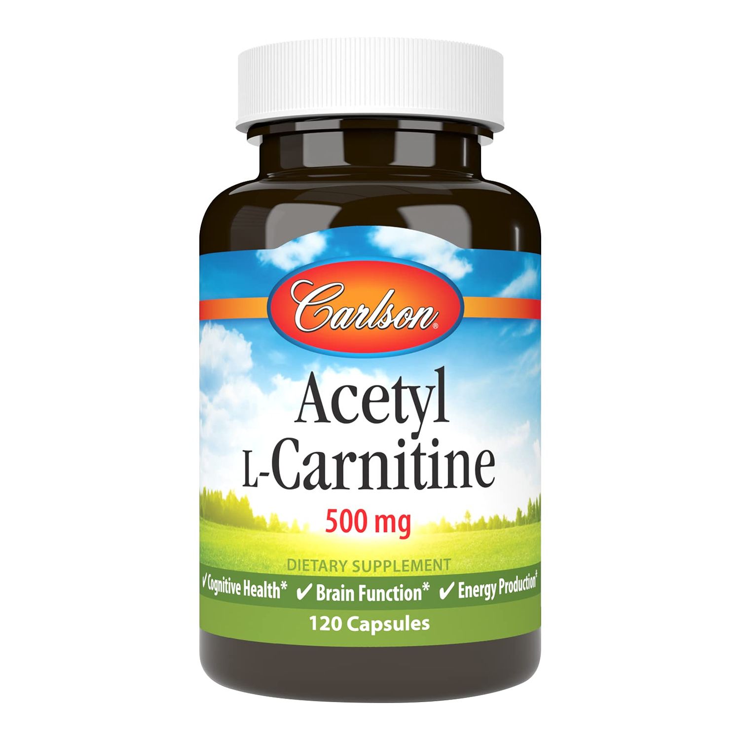 Carlson - Acetyl L-Carnitine, 500 mg, Cognitive Health, Brain Function &amp; Energy Production, 120 Capsules