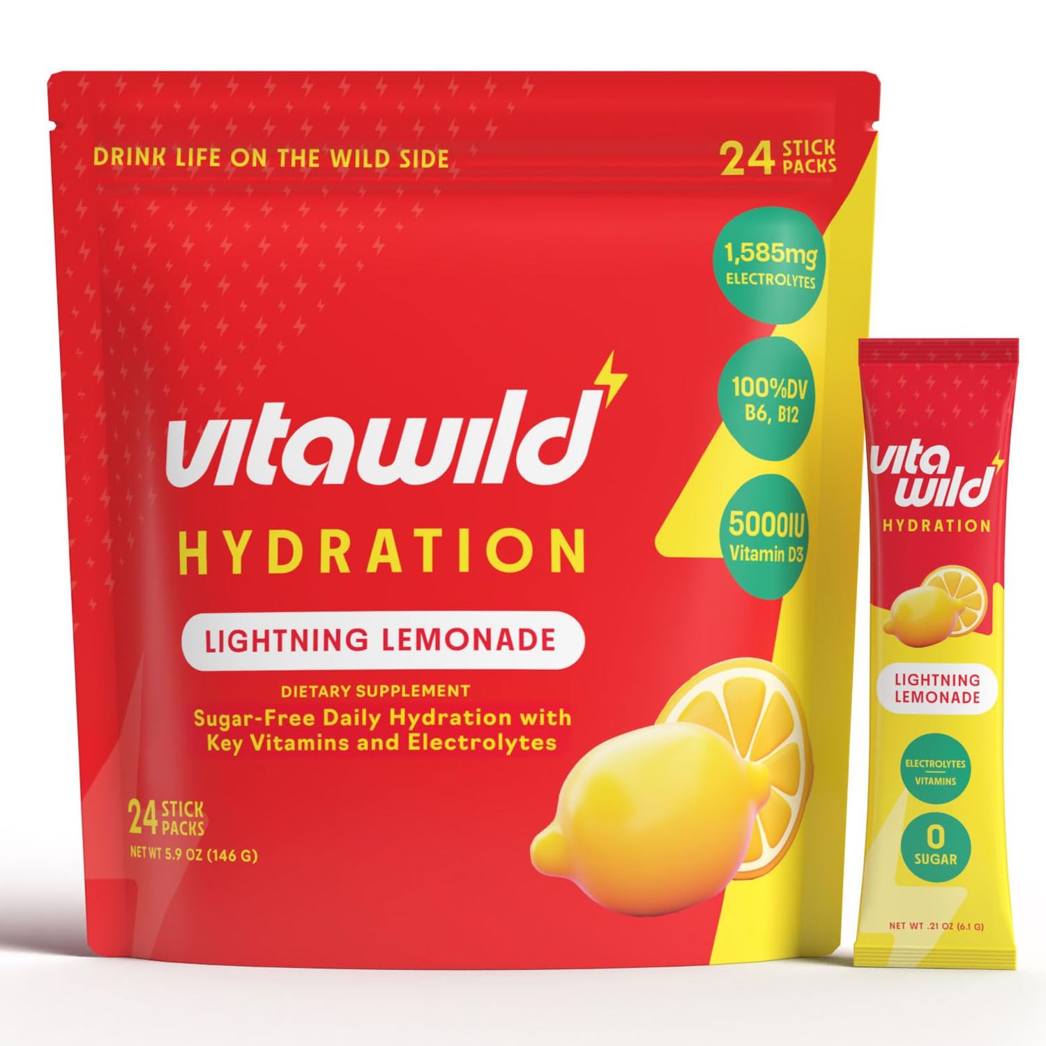 VitaWild Sugar Free Hydration Packets - Single-Serving Stick Packs | Sugar Free Hydration Powder
