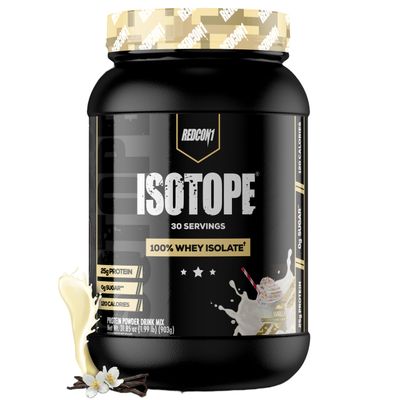 REDCON1 Isotope 100% Whey Isolate, Vanilla - Keto Friendly Whey Protein Powder - Low Carb + Sugar Free Whey Protein Isolate - Lactose Free Keto Protein Powder (30 Servings)