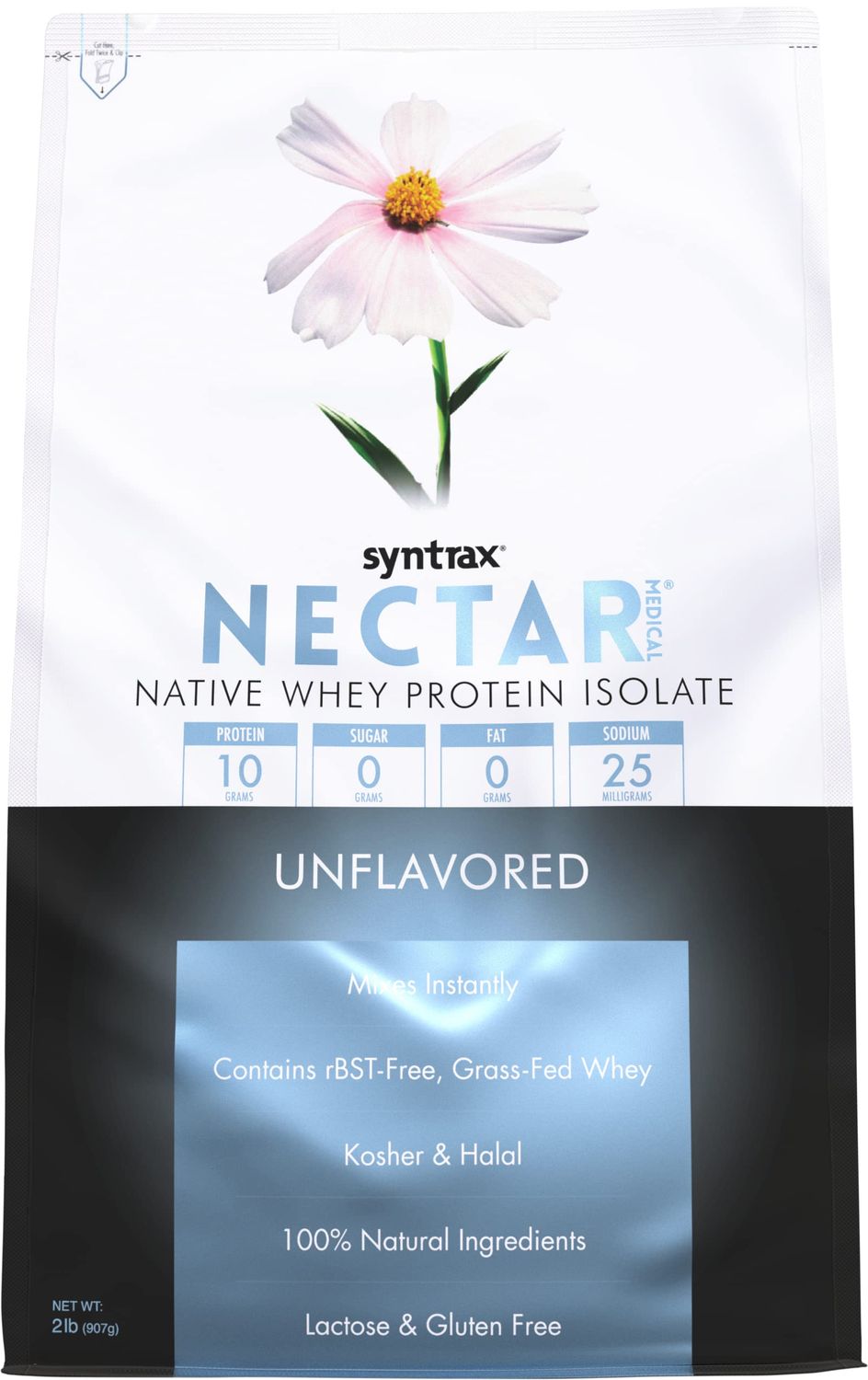 Syntrax Nutrition Nectar Medical, 100% Whey Protein Isolate, 100% Natural Ingredients, Unflavored, 2 lbs