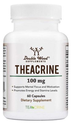 Theacrine (Teacrine) 100 Mg, 60 Capsules - Energy and Focus Supplement (Similar to Caffeine Pills but More Subtle and Longer Lasting) Non-GMO and Gluten Free by Double Wood