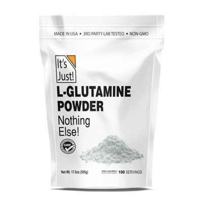 It&#39;s Just! - L-Glutamine Powder, Unflavored, Amino Acid, Faster Muscle Recovery, Leaky Gut, Digestive Support (500 Grams / 100 Servings)