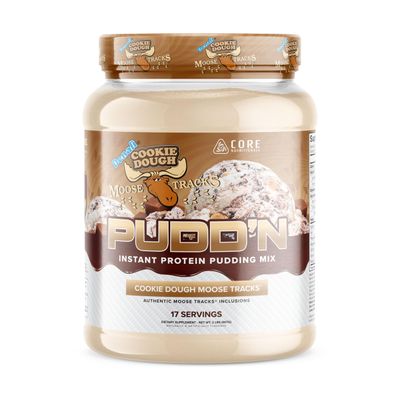 Core Nutritionals Pudd&#39;n, Instant Protein Pudding Mix, Authentic Moose Tracks Food Inclusions, 20G Protein, 17 Servings (Cookie Dough Moose Tracks, 2 lb)