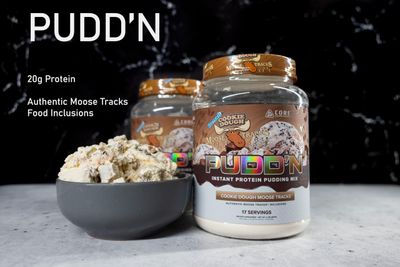Core Nutritionals Pudd'n, Instant Protein Pudding Mix, Authentic Moose Tracks Food Inclusions, 20G Protein, 17 Servings (Cookie Dough Moose Tracks, 2 lb)