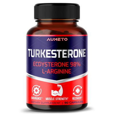 AUMETO Turkesterone Supplement - Enhanced with L-Arginine, Tongkat Ali, Ginseng, Maca Root, Vitamin D3 - Energy, Endurace &amp; Male Vitality Support (90 Count (Pack of 1))