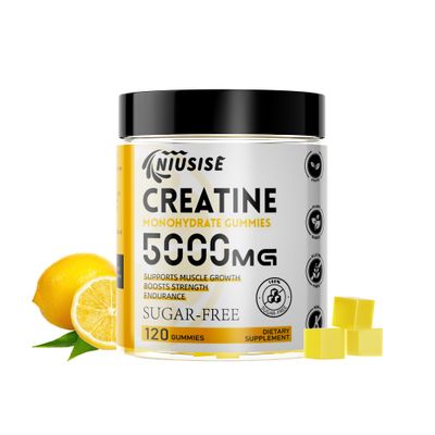 NIUSISE Creatine Monohydrate Gummies, 120 Creatine Sugar Free Gummies with 1000 mg Magnesium Complex and L-Threonate for Men &amp; Women, Energy Support 1 Pack