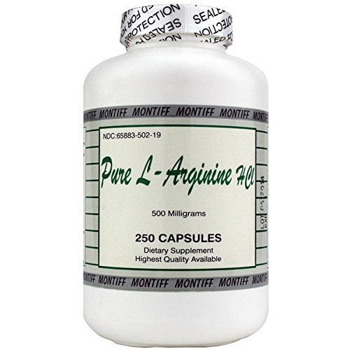 Pure L-Arginine HCL 500 mg - 250 Capsules by Montiff