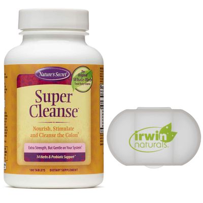Nature&#39;s Secret Super Cleanse Extra Strength Toxin Detox &amp; Gentle Elimination Total Body Cleanse, Digestive &amp; Colon Health Support, 100 Tablets, with a Pill Case