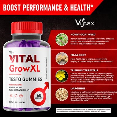 Vital Grow XL Gummies, Vital Grow XL Testo Gummies Maximum Strength Advanced Vitamin Formula, Vital GrowXL Vitale VitalGrowXL Me Gomitas Premium Chewable Vitalgrow Supplement (60 Gummies)