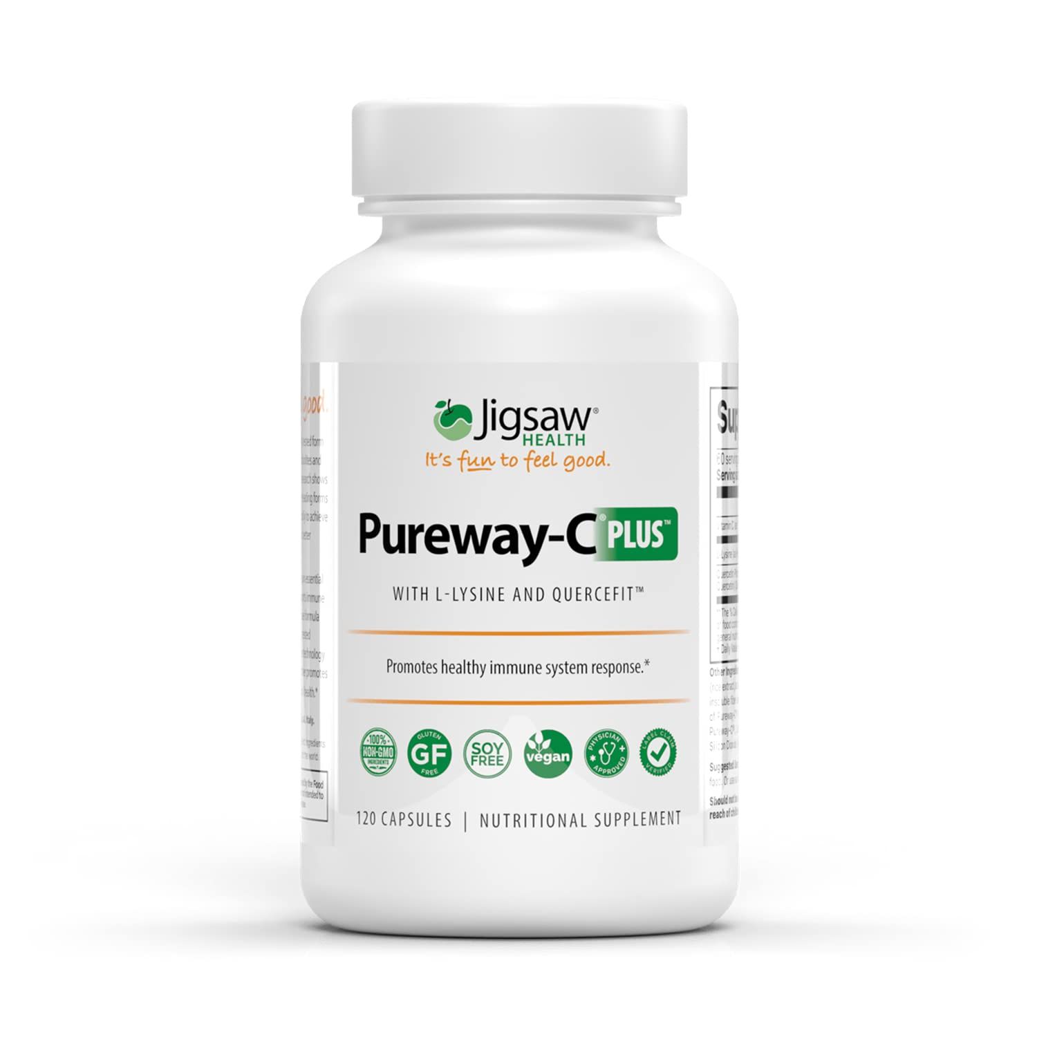 Jigsaw Health Pureway- C Plus | Vitamin C with L-Lysine and Quercetin | 120 Capsules