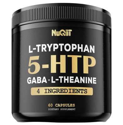 NUQIIT 5 HTP 200mg GABA 500mg L-Theanine 200mg L-Tryptophan 100mg Supplement - Support Brain, Circulation Health, Concentration &amp; Rest Well - 60 Capsules for 1 Month - 4in1 Premium Blend