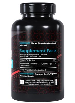 Healthfare L-Glutamine 1000mg | 240 Capsules | Amino Acid Fuel for Gut & Muscle Health | Non-GMO | Gluten-Free | Support for Recovery & Wellness | Made in The USA
