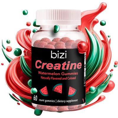 Bizi Creatine Watermelon Gummies for Men &amp; Women, Creatine Monohydrate Gummies, Watermelon Flavor Creatine Gummy, Workout, Muscle Growth, &amp; Recovery Supplement, Vegan &amp; Gluten Free (60 ct)