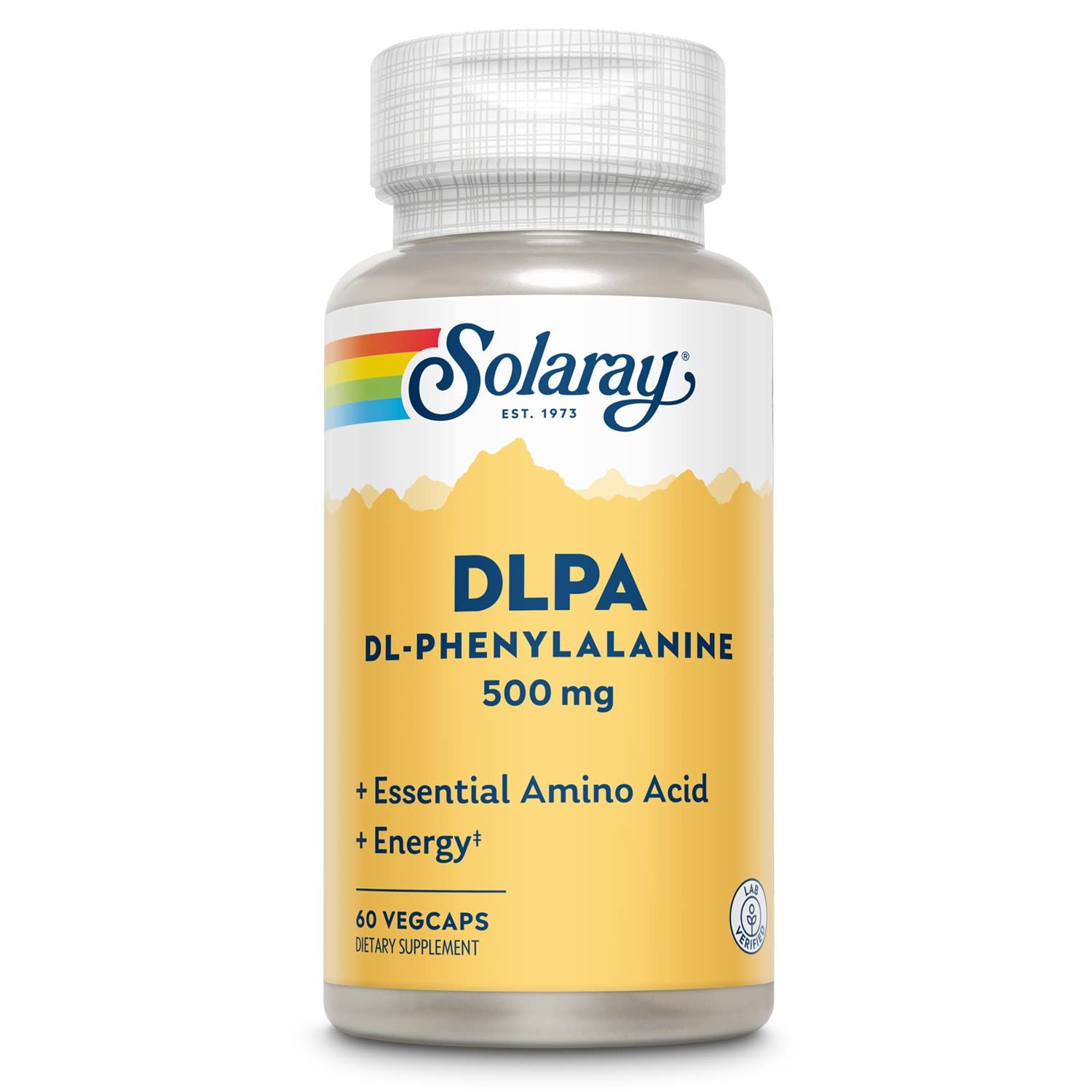 Solaray DL-Phenylalanine, 500mg | 50-50 Blend of Essential Amino Acids for Nervous System, Mood &amp; Energy Support | 60 VegCaps