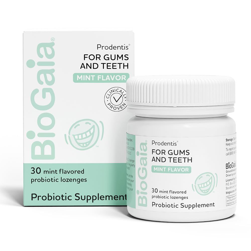 BioGaia Prodentis | Dental Probiotic Lozenges | Promotes Healthy Gums &amp; Teeth | Defends Against Dental Problems | Replenishes Oral Microbiome | Improves Oral Health | Mint Flavor | 30 Day Supply