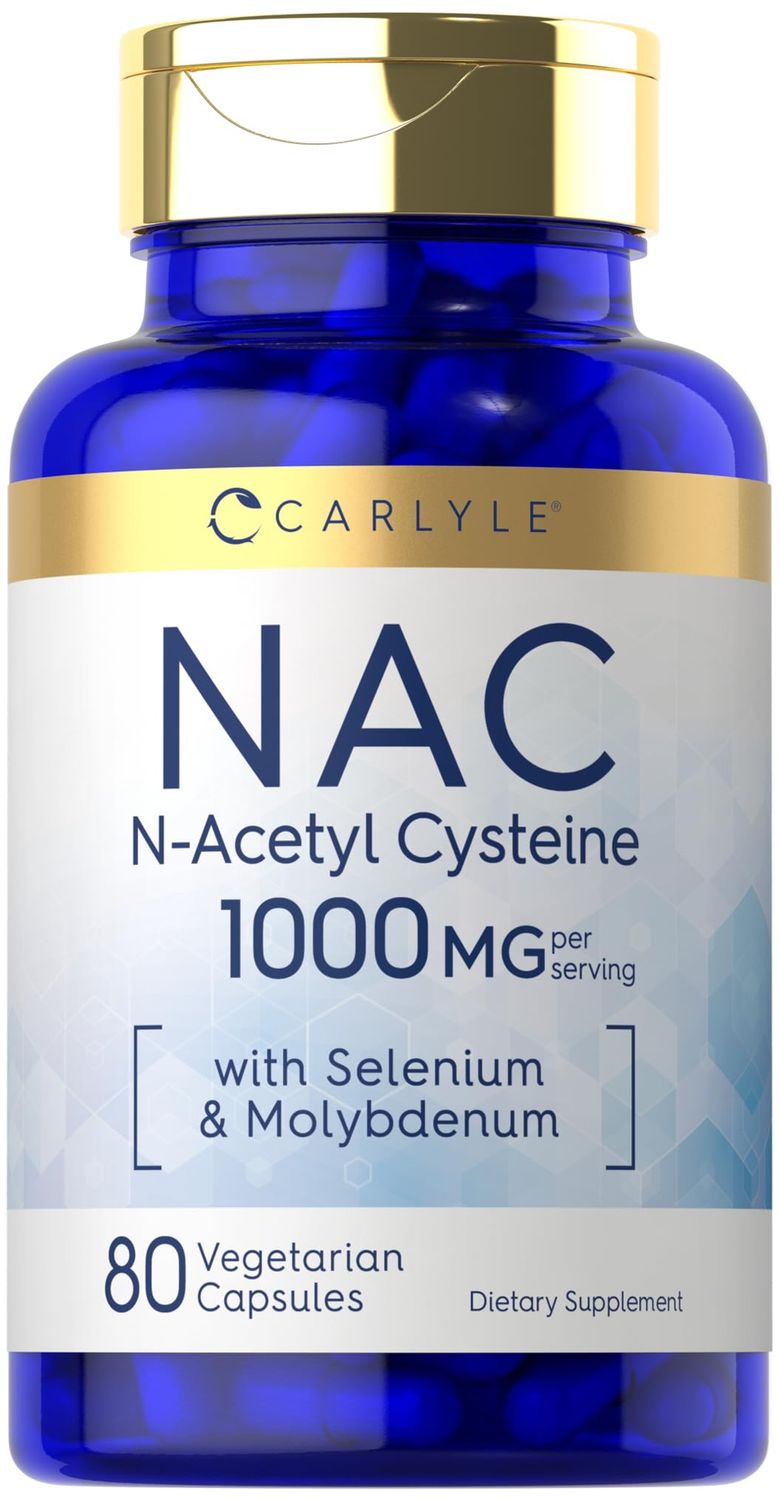 Carlyle NAC Supplement N-Acetyl Cysteine | 1000 mg | 80 Capsules | with Selenium &amp; Molybdenum | Vegetarian, Non-GMO &amp; Gluten Free
