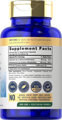 Carlyle NAC Supplement N-Acetyl Cysteine | 1000 mg | 80 Capsules | with Selenium &amp; Molybdenum | Vegetarian, Non-GMO &amp; Gluten Free