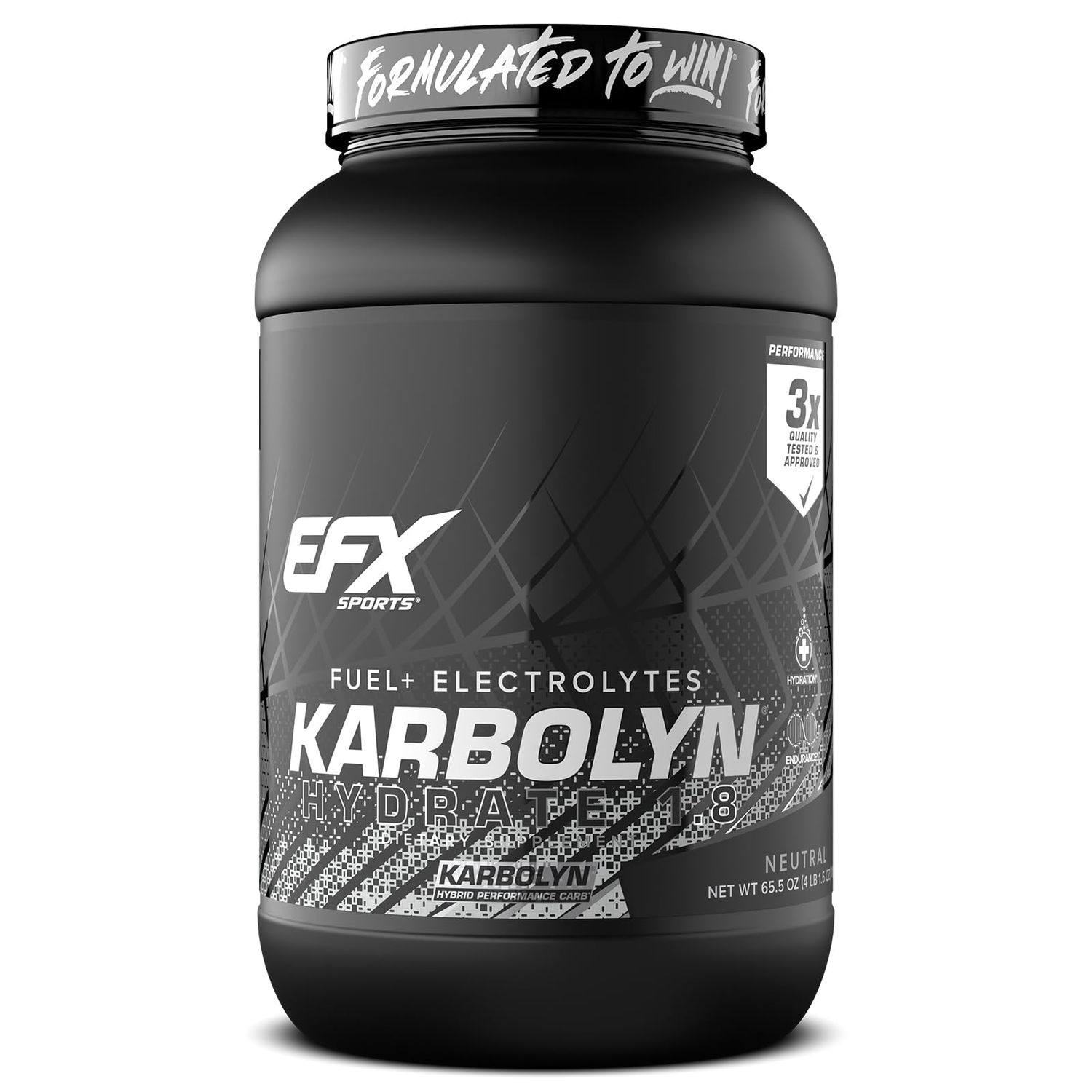 EFX Sports Karbolyn Hydrate | Carbohydrate Powder + Electrolytes | Sugar Free Sports Drink Mix | Fuel &amp; Hydration | Stimulant Free | 66 Servings (Neutral)
