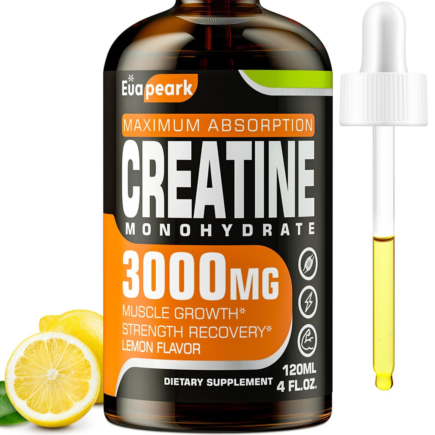 Creatine Monohydrate 3000mg, Creatine for Bodybuilding, Boosts Muscle Mass, Strength, Glute, Booty &amp; Endurance - Creatine for Women and Men with Hydrolyzed Collagen &amp; Trehalose - 120ml (Lemon Flavor)