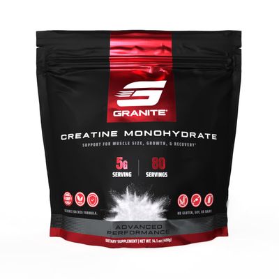 Granite Creatine Monohydrate for Strength, Endurance &amp; Muscle Recovery - Creatine for Men &amp; Women, Supplement for Athletic Performance &amp; Muscle Health, Dairy, Soy &amp; Gluten-Free (80 Servings)
