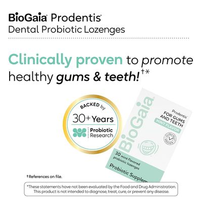 BioGaia Prodentis | Dental Probiotic Lozenges | Promotes Healthy Gums &amp; Teeth | Defends Against Dental Problems | Replenishes Oral Microbiome | Improves Oral Health | Mint Flavor | 30 Day Supply