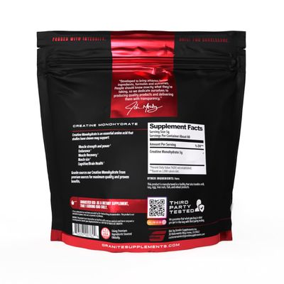 Granite Creatine Monohydrate for Strength, Endurance &amp; Muscle Recovery - Creatine for Men &amp; Women, Supplement for Athletic Performance &amp; Muscle Health, Dairy, Soy &amp; Gluten-Free (80 Servings)
