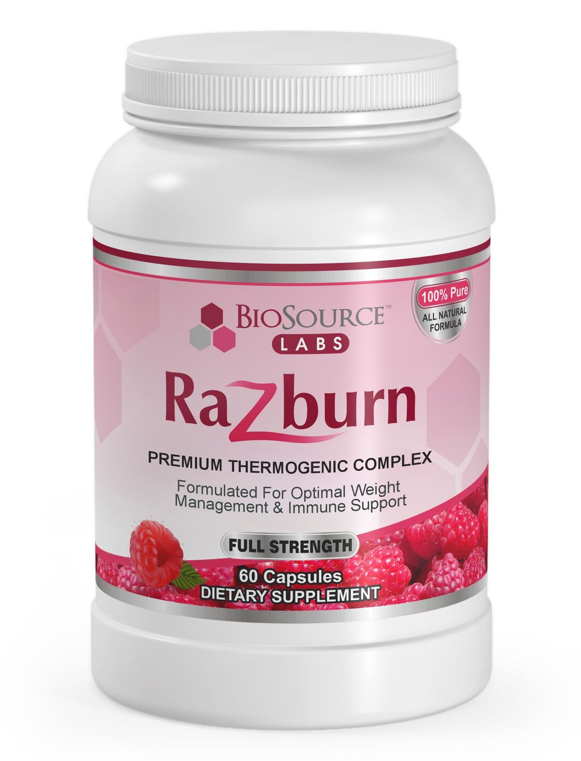 BioSource Labs Razburn - Premium Thermogenic Complex Pills with Permium Ingredients, Caffeine, &amp; Green Tea Extract for Men &amp; Women (60 Vegetarian Capsules)