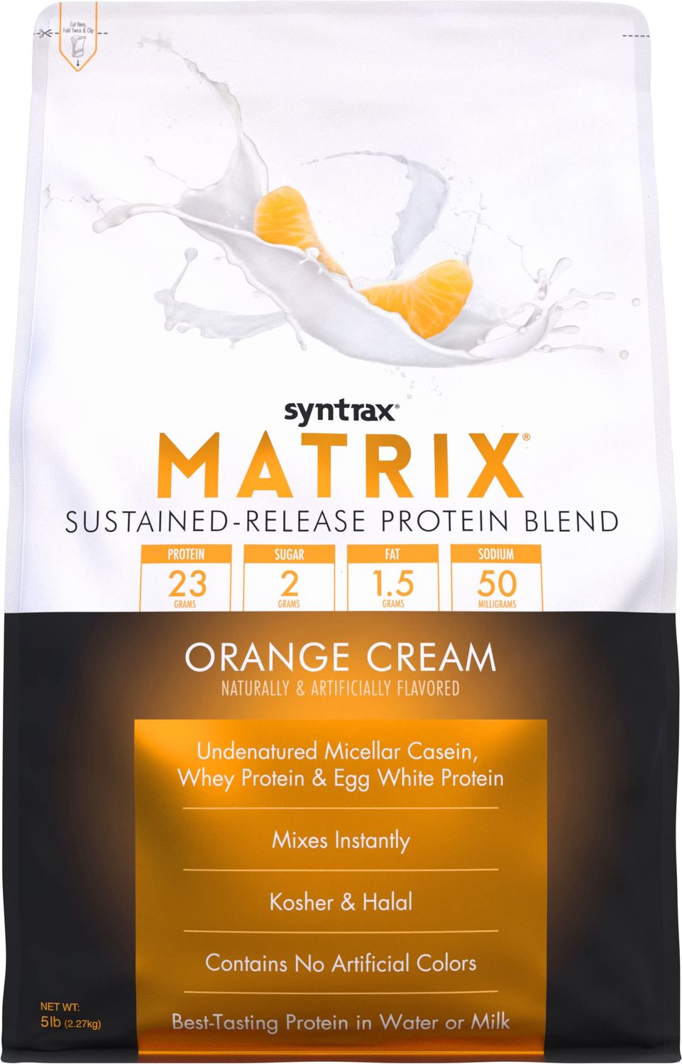 Syntrax Nutrition Matrix, Sustained-Release Protein Blend, Orange Cream, 5 lb