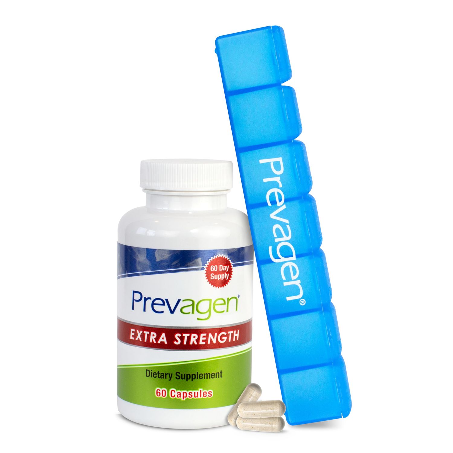 Prevagen Extra Strength 20mg, 60 Capsules, with Apoaequorin &amp; Vitamin D and 7-Day Pill Minder