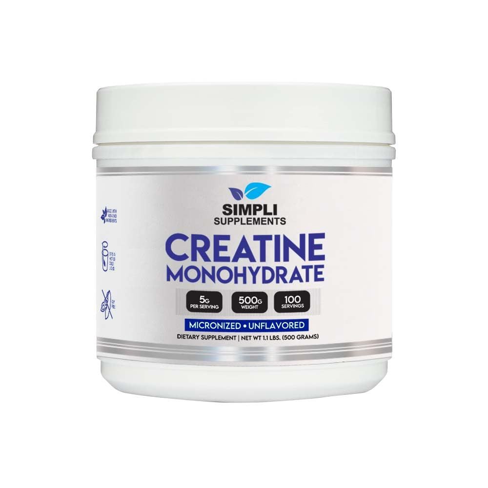 Simpli Supplements Creatine Monohydrate Micronized Powder, Unflavored, Keto Friendly, 500g