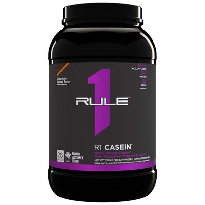 Rule One Proteins Casein - 25g Slow-Release Protein from Premium Micellar Casein for Sustained Amino Acid Delivery, Helps Keep Muscles Fed Overnight for Recovery (2 Pounds*, Chocolate Peanut Butter)