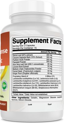 Best Naturals 15 Day Gut &amp; Colon Cleanse + Probiotics for Women &amp; Men with Senna, Cascara Sagrada &amp; Psyllium Husk- 30 Capsules - Non-GMO &amp; Gluten Free.