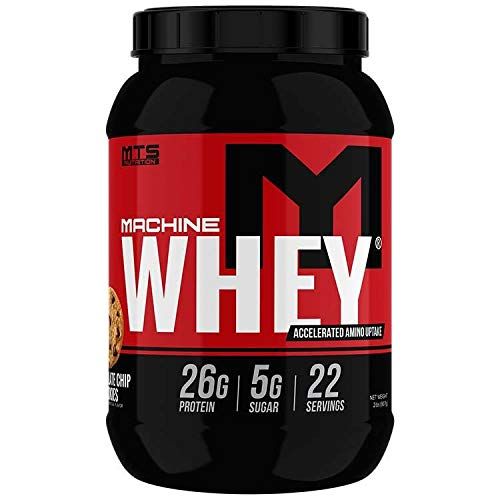 MTS Machine Whey Protein Powder - 2LB Tub, 25+G of Protein Per Serving - Chocolate Chip Cookie Flavored - Concentrate &amp; Isolate Whey Protein Blend - NO Amino Spiking