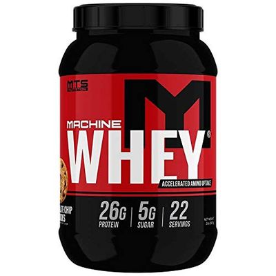MTS Machine Whey Protein Powder - 2LB Tub, 25+G of Protein Per Serving - Chocolate Chip Cookie Flavored - Concentrate &amp; Isolate Whey Protein Blend - NO Amino Spiking