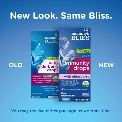 Mommy's Bliss Organic Baby Elderberry Drops, Immune Support with Vitamins, Prebiotics, Zinc & Organic Echinacea, Age 4 Months +, 3 Fl Oz (36 Servings)