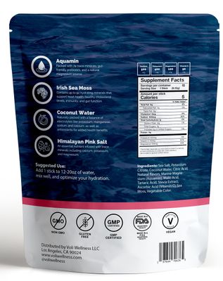 Voli Hydration, Sunset Strawberry, Superfood Hydration, Irish Sea Moss, Aquamin (Natural Magnesium), Coconut Water, Himalayan Pink Salt, Low-Calorie Hydration, 15 Servings (Pack of 1)